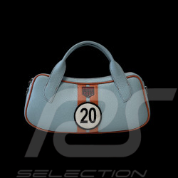 Handtasche n° 20 aus Leder Hergestellt in Italien Hellblau / Orange