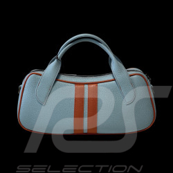 Sac À Main n° 20 en Cuir Made In Italy Bleu Clair / Orange