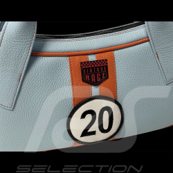 Sac À Main n° 20 en Cuir Made In Italy Bleu Clair / Orange