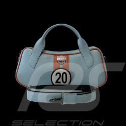 Handbag n° 20 in Leather Made in Italy Light Blue / Orange