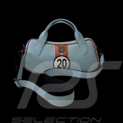 Sac À Main n° 20 en Cuir Made In Italy Bleu Clair / Orange