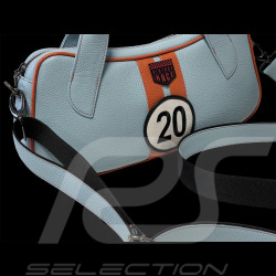 Handbag n° 20 in Leather Made in Italy Light Blue / Orange