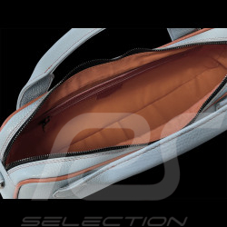 Handbag n° 20 in Leather Made in Italy Light Blue / Orange