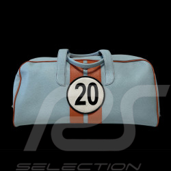 Reisetasche n° 20 aus Leder Hergestellt in Italien Hellblau / Orange