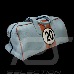 Travel Bag n° 20 in Leather Made in Italy Light Blue / Orange