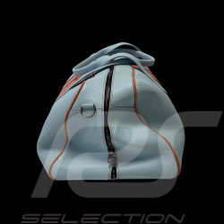 Sac De Voyage n° 20 en Cuir Made In Italy Bleu Clair / Orange