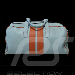 Sac De Voyage n° 20 en Cuir Made In Italy Bleu Clair / Orange