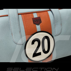 Reisetasche n° 20 aus Leder Hergestellt in Italien Hellblau / Orange