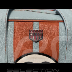 Travel Bag n° 20 in Leather Made in Italy Light Blue / Orange