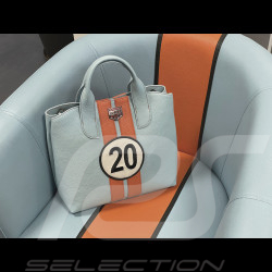 Handtasche n° 20 aus Leder Hergestellt in Italien Hellblau / Orange