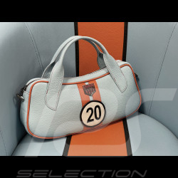 Handtasche n° 20 aus Leder Hergestellt in Italien Hellblau / Orange