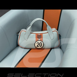 Handbag n° 20 in Leather Made in Italy Light Blue / Orange