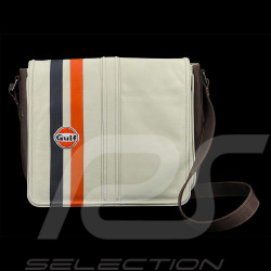 Gulf Shoulder Bag Racing in Leather Silvertsone Light Beige GU252ACM02-001