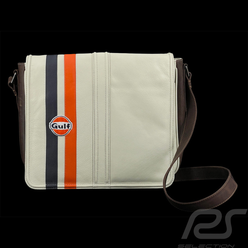 Sac Gulf Racing à Bandoulière en Cuir Silvertsone Beige GU252ACM02-001