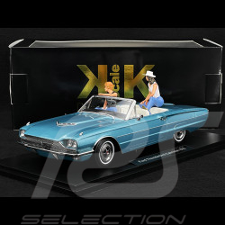 Duo Ford Thunderbird Convertible 1966 Light Metallic Blue + Thelma and Louise Figures 1/18 KK Scale