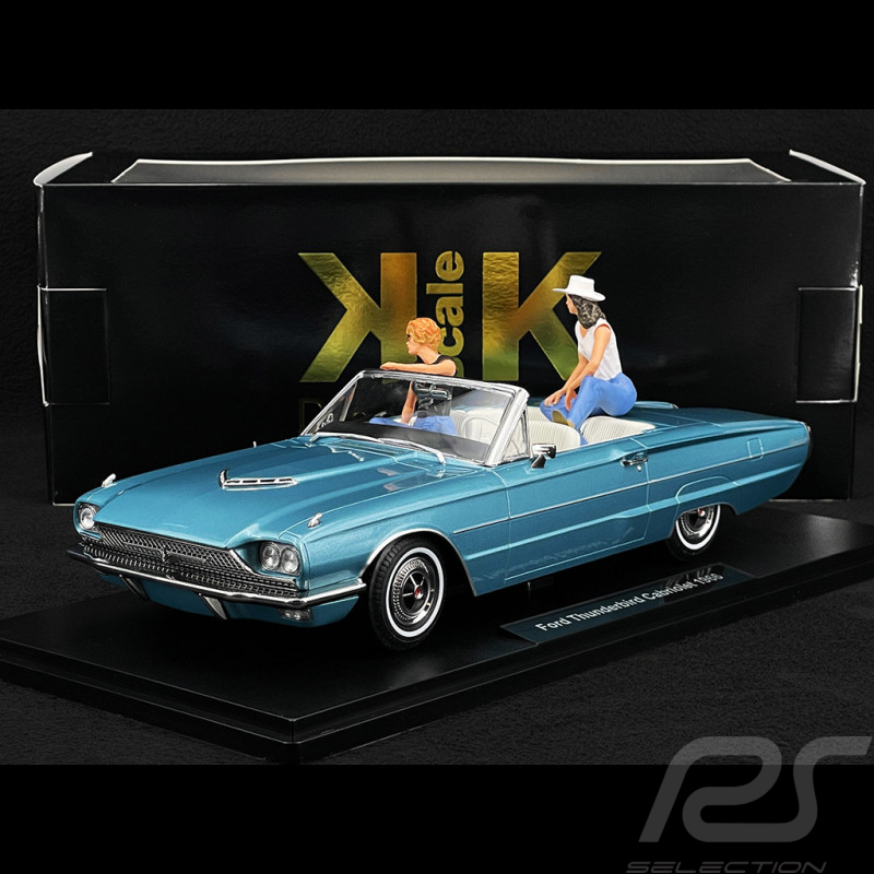 Ford Thunderbird Cabriolet 1966 Hellmetallicblau + Thelma & Louise Figuren 1/18 KK Scale
