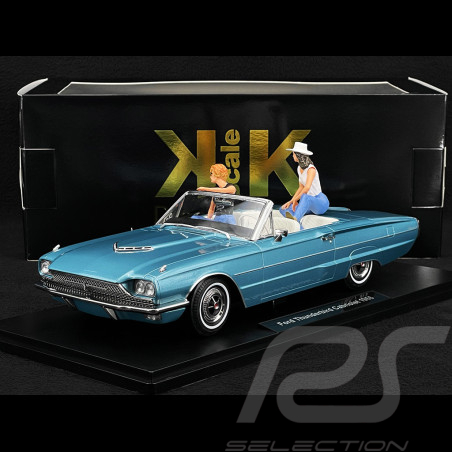 Duo Ford Thunderbird Convertible 1966 Bleu Clair Métallisé + Figurines Thelma et Louise 1/18 KK Scale