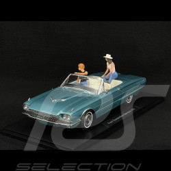 Duo Ford Thunderbird Convertible 1966 Bleu Clair Métallisé + Figurines Thelma et Louise 1/18 KK Scale