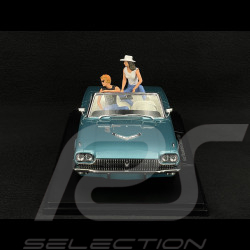 Duo Ford Thunderbird Convertible 1966 Light Metallic Blue + Thelma and Louise Figures 1/18 KK Scale