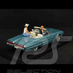 Duo Ford Thunderbird Convertible 1966 Light Metallic Blue + Thelma and Louise Figures 1/18 KK Scale