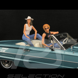 Duo Ford Thunderbird Convertible 1966 Bleu Clair Métallisé + Figurines Thelma et Louise 1/18 KK Scale