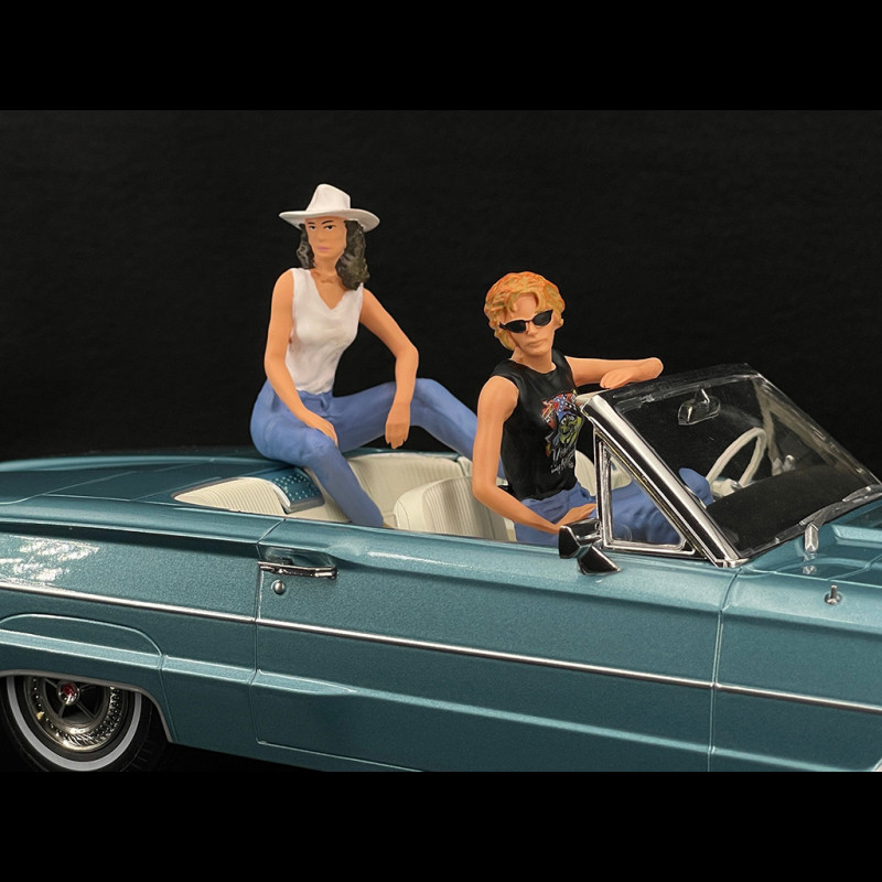 Duo Ford Thunderbird Convertible 1966 Light Metallic Blue + Thelma