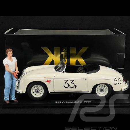 Duo Porsche 356 A Speedster n° 33 James Dean + Figurine 1/12 KKDC120096 + KKFIG004