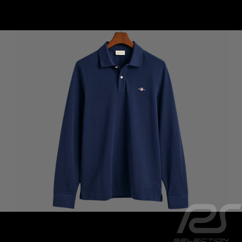 Gant Polo Langarm Shield Nachtblau - Herren 2230-433