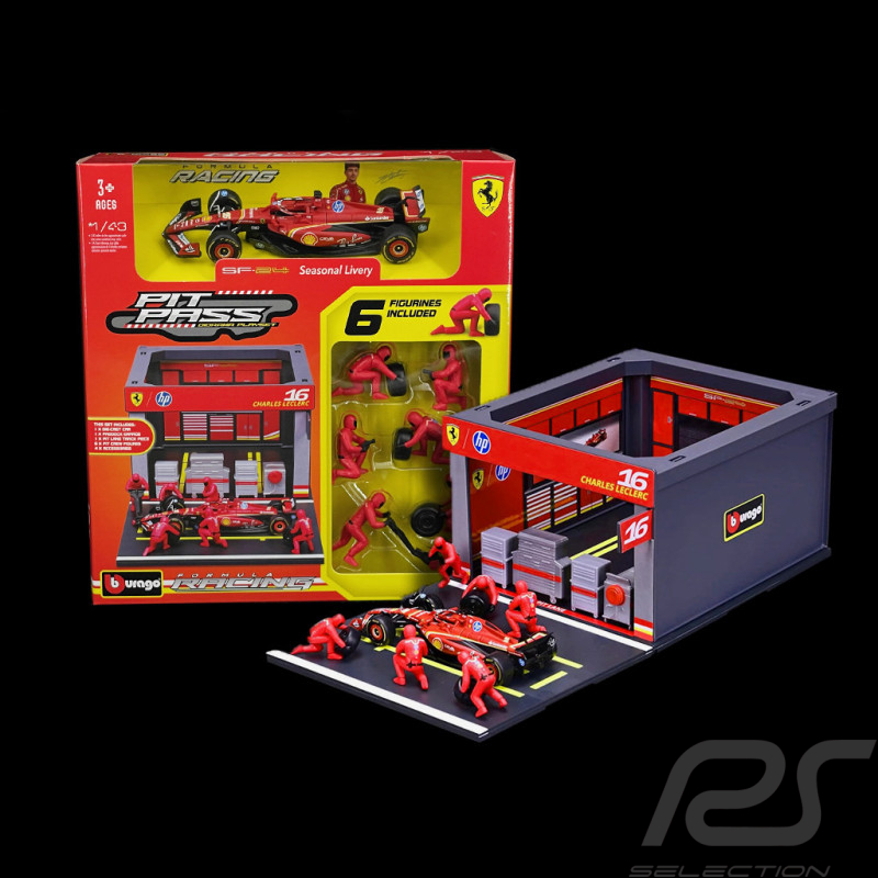 Charles Leclerc Ferrari SF24 n° 16 Pit Stop Mit Figuren F1 2024 1/43 Bburago 36862L