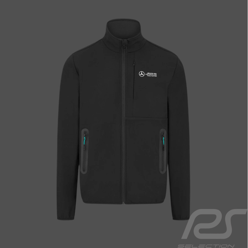 Mercedes Jacket Low Cost AMG Petronas Softshell F1 Team Hamilton / Russell / Antonelli Black 701227029-001 - men