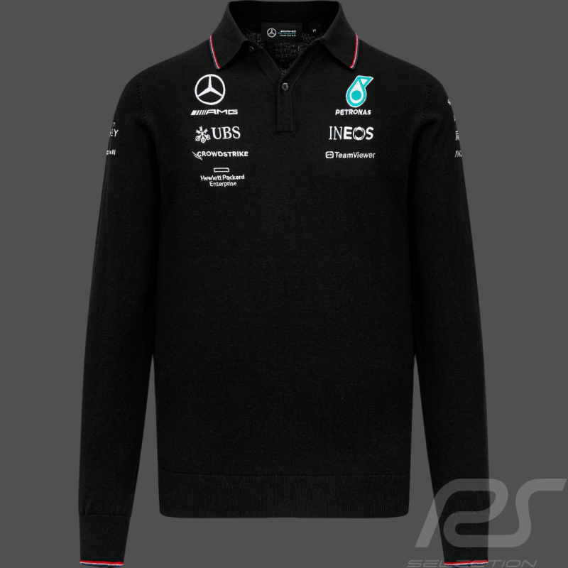 Mercedes Poloshirt Günstige F1 Hamilton / Russel / Antonelli mit langen Ärmeln Puma Schwarz 701224811 001 - Herren