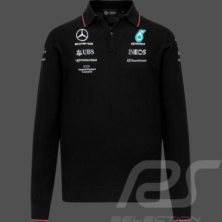 Mercedes Poloshirt Günstige F1 Hamilton / Russel / Antonelli mit langen Ärmeln Puma Schwarz 701224811 001 - Herren