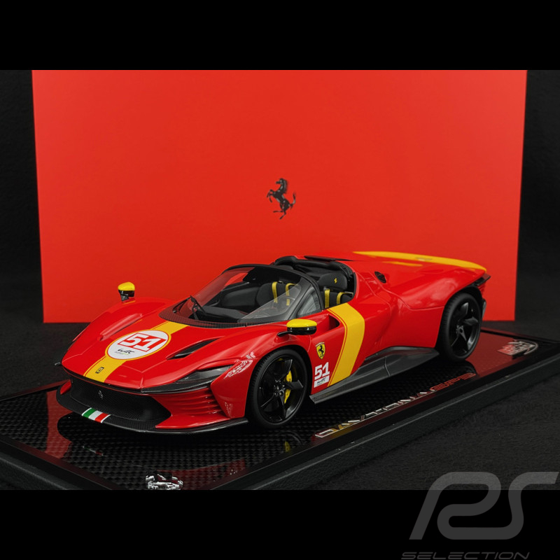 Ferrari Daytona SP3 Serie Icona n° 51 Tribut 24h Le Mans 2023 Rosso Corsa / Gelb 1/18 BBR Models P18214TMLM51