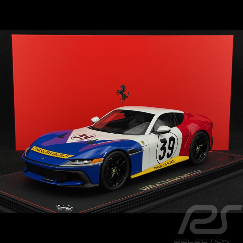Ferrari 12Cilindri Coupe n° 39 Tribute 24h Le Mans 1972 Blue / White / Red 1/18 BBR Models P18248LM