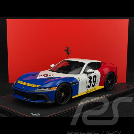 Ferrari 12Cilindri Coupe n° 39 Hommage 24h Le Mans 1972 Bleu / Blanc / Rouge 1/18 BBR Models P18248LM