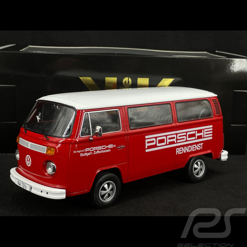 Volkswagen Combi T2B Bus Porsche Renndienst Stuttgart Zuffenhausen 1972 Rouge / Blanc Jantes Fuschs 1/18 KK Scale KKDC181364F