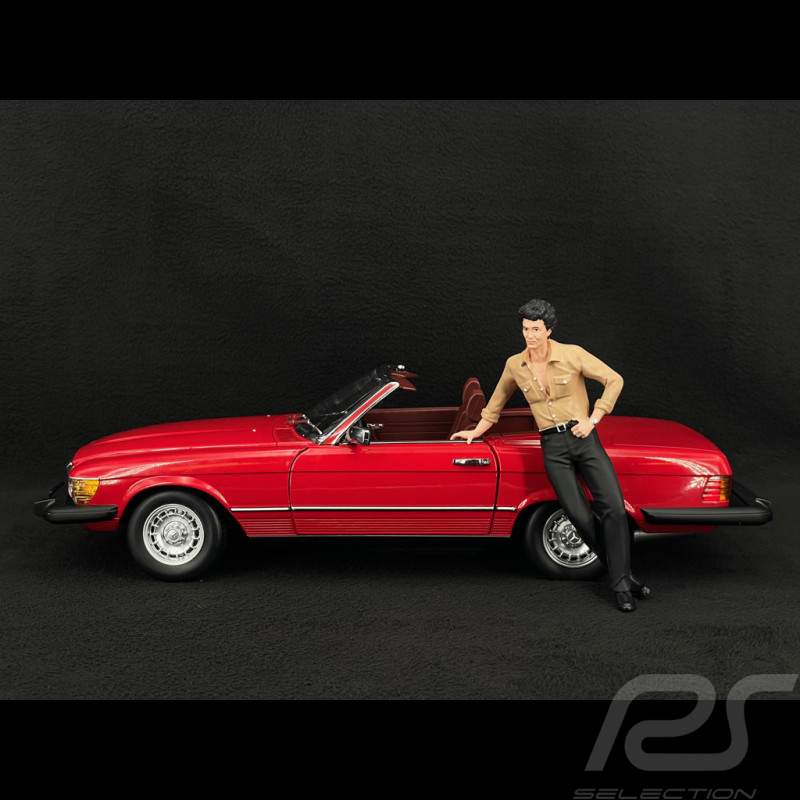 Set von Mercedes 450 SL R107 1985 Rot US Version + Bobby Ewing Dallas Figur 1/12 KK Scale