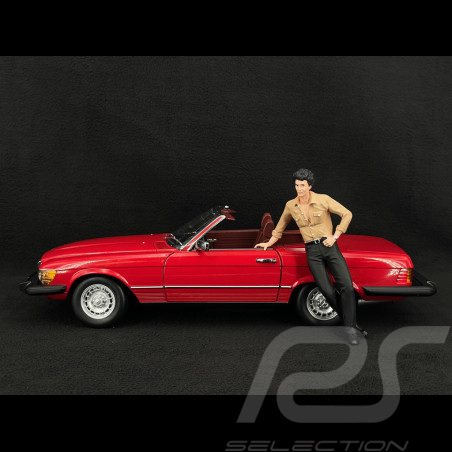 Set von Mercedes 450 SL R107 1985 Rot US Version + Bobby Ewing Dallas Figur 1/12 KK Scale
