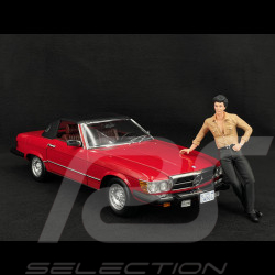 Duo Mercedes 450 SL R107 1985 Rouge US Version + Figurine Bobby Ewing Dallas 1/12 KK Scale