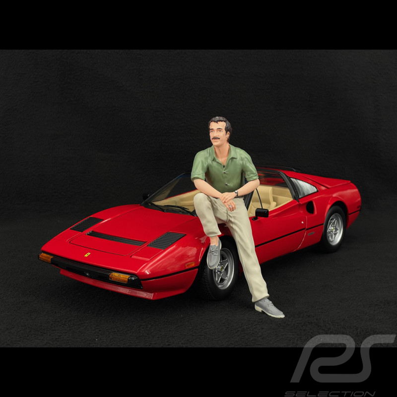 Duo Ferrari 308 GTS Quattrovalvole 1982 Rouge US Version + Figurine Thomas Magnum 1/12 KK Scale