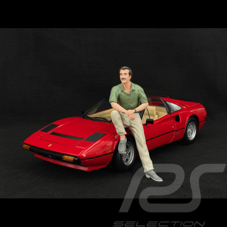 Set von Ferrari 308 GTS Quattrovalvole 1982 Rot US Version + Thomas Magnum Figur 1/12 KK Scale