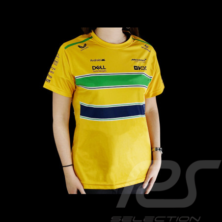 McLaren T-Shirt F1 Team Ayrton Senna Monaco GP Yellow TM10678 - Women's