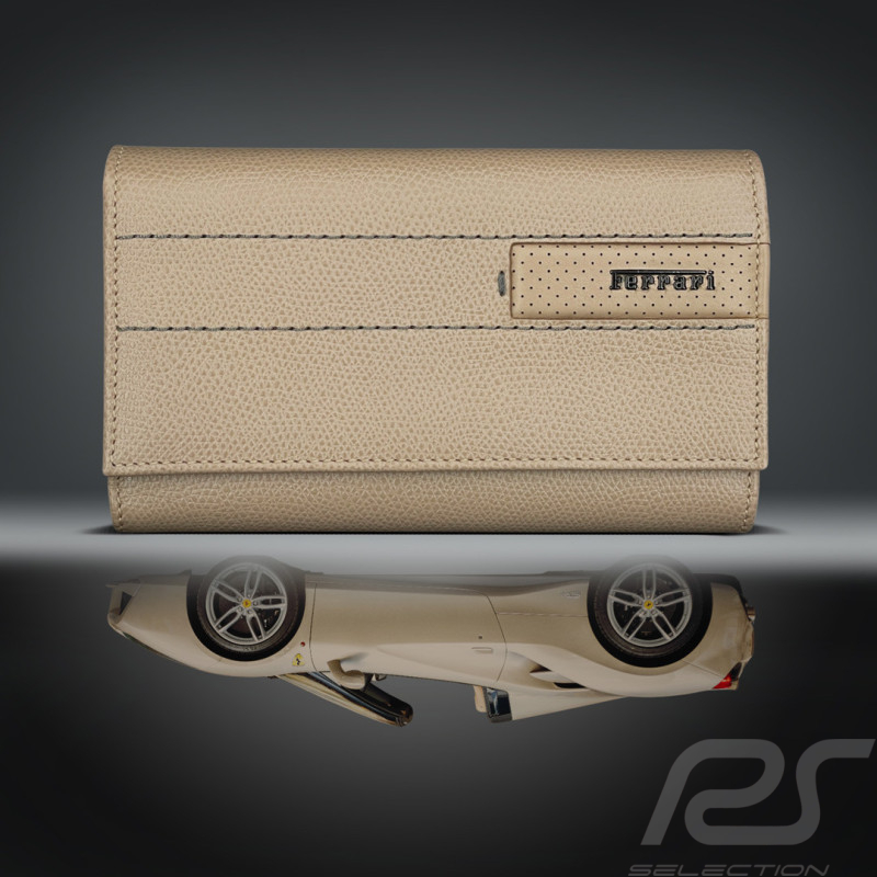 Portefeuille Ferrari en Cuir Beige 13053RCP0