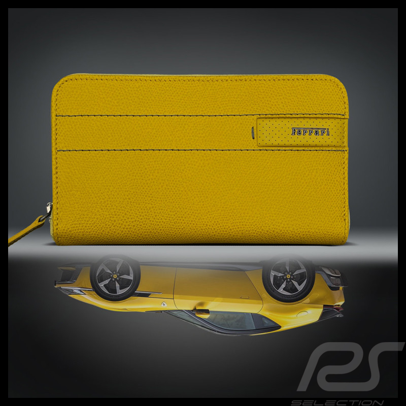 Ferrari Wallet / Purse Yellow Leather Made in Italy 13056YLW0