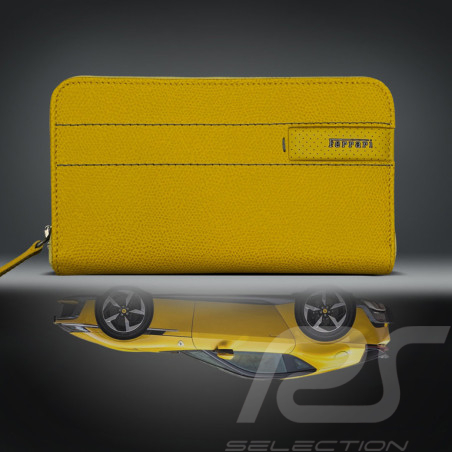 Portefeuille Ferrari Porte-Monnaie en Cuir Jaune Fabriqué en Italie 13056YLW0