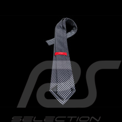 Cravate Ferrari à Rayures en Soie Bleu Marine L0314BLU0