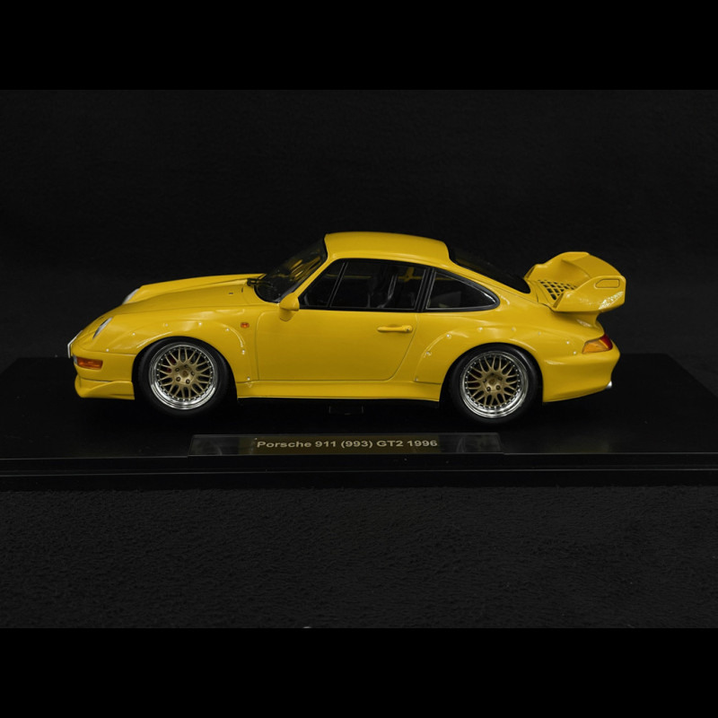 Porsche 911 GT2 Type 993 1996 Speed Yellow BBS Rims 1/18 KK Scale