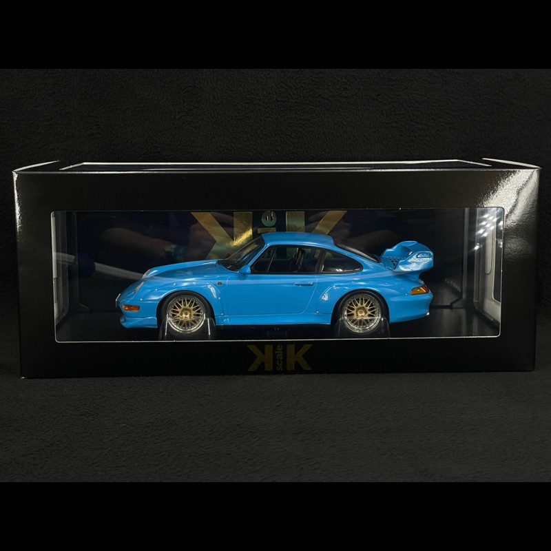 Porsche 911 GT2 Type 993 1996 Riviera Blue BBS Rims 1/18 KK Scale