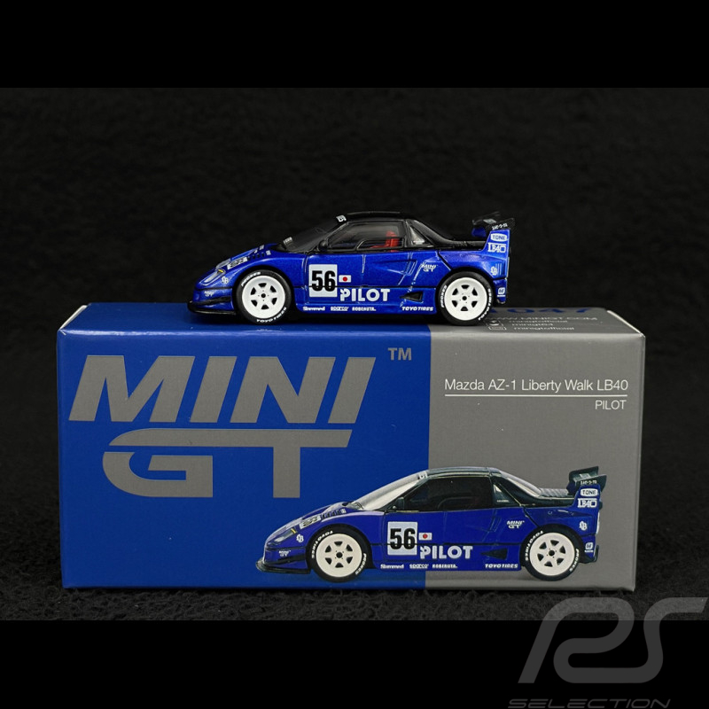 Mazda AZ-1 Liberty Walk LB40 n° 56 Pilot 2024 Blau 1/64 Mini GT MGT01047-R
