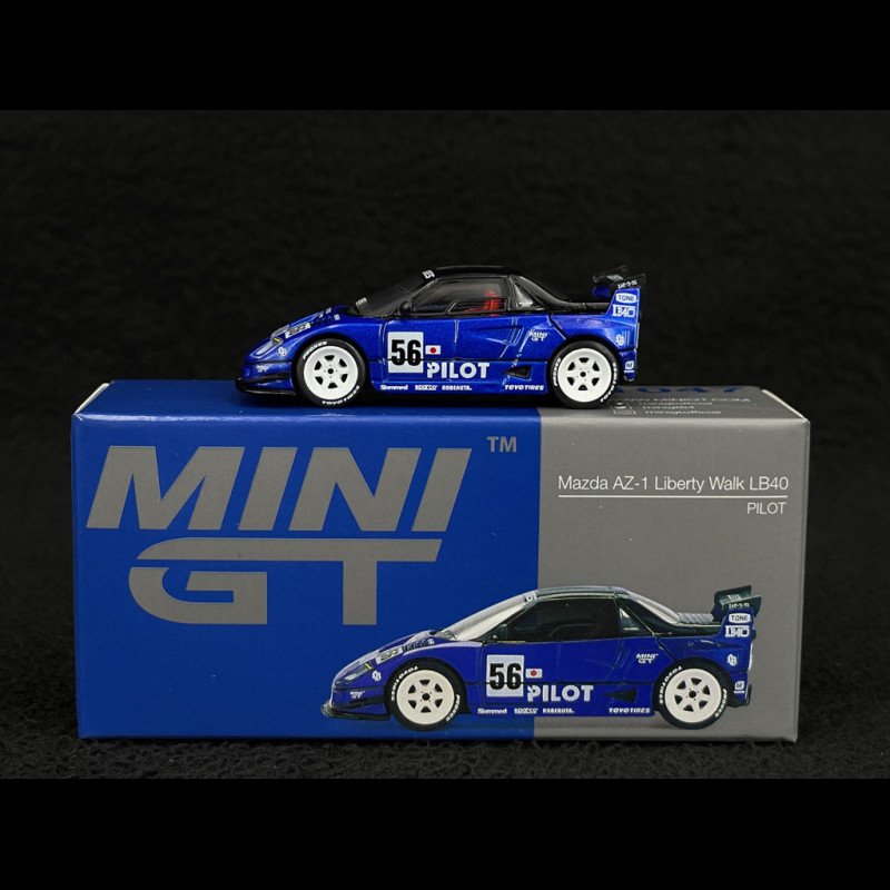Mazda AZ-1 Liberty Walk LB40 n° 56 Pilot 2024 Blue 1/64 Mini GT